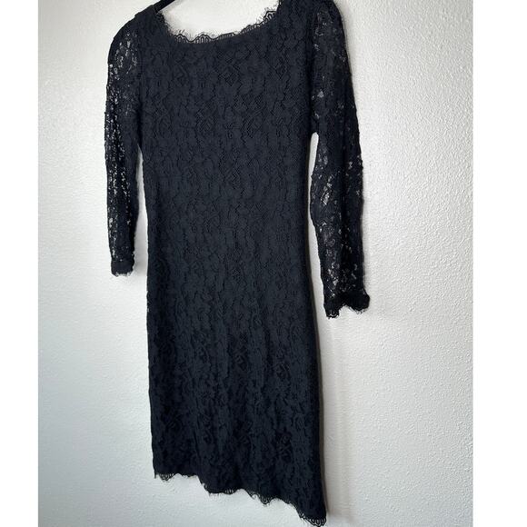 Diane von Furstenberg Black Zarita Stretch Lace Shift Dress 4 - Picture 5 of 16